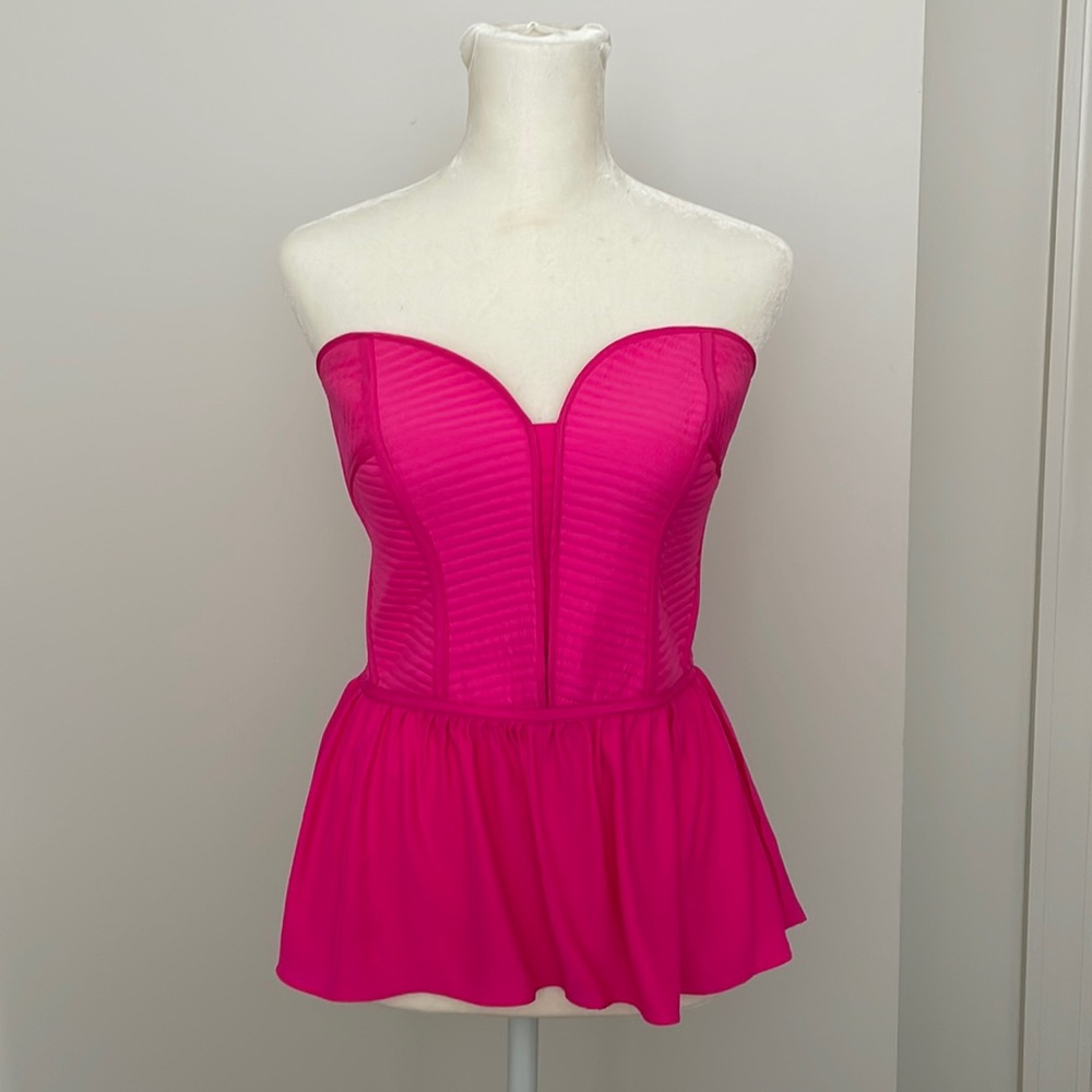 Parker brand corset top in bright pink, size small
